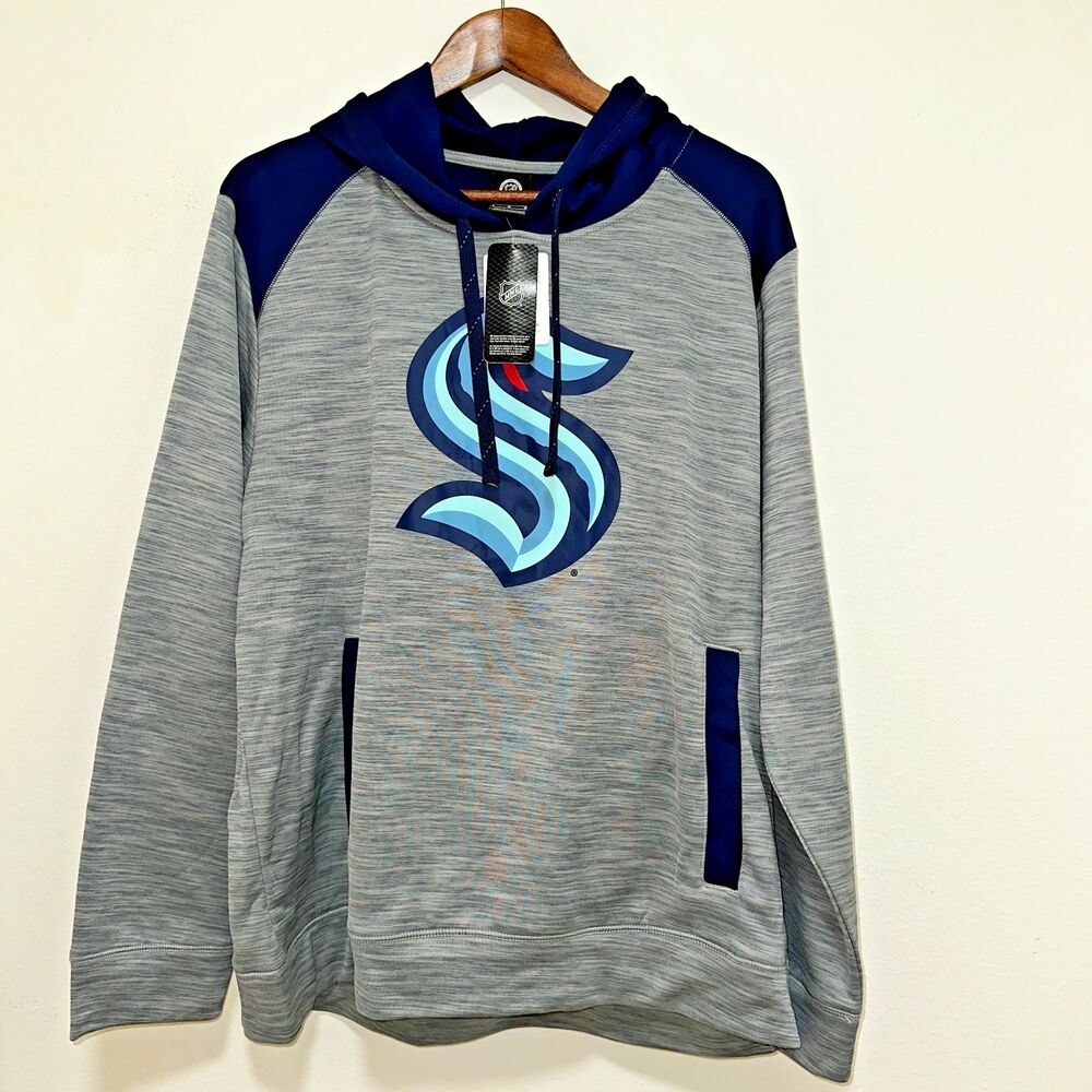 Fanatics Seattle Kraken Authentic Pro Hoodie Pullover Gray Mens Large‎ NWT